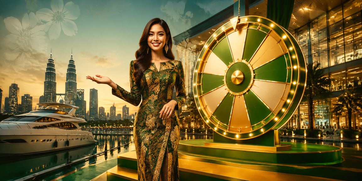 Meja permainan kasino dengan tema batik Kuala Lumpur dalam suasana mewah